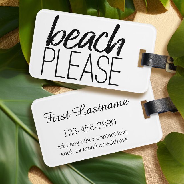 Beach Please Luggage Tag (Personalized luggage tag - Beach Please)