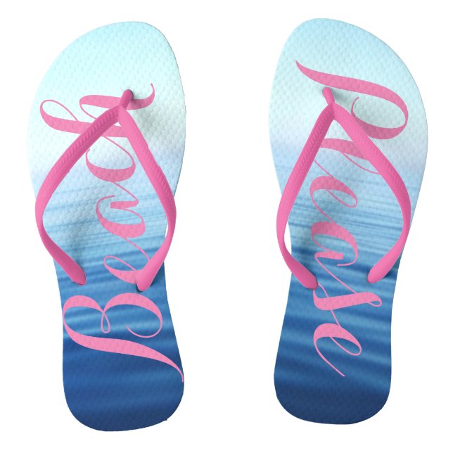 Beach Please Ocean Fun Flip Flops (Footbed)