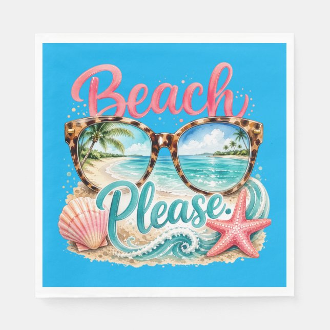 "Beach Please" Paper Napkin (Front)