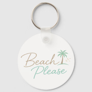 Beach Please Pastel Script Typography Keychain