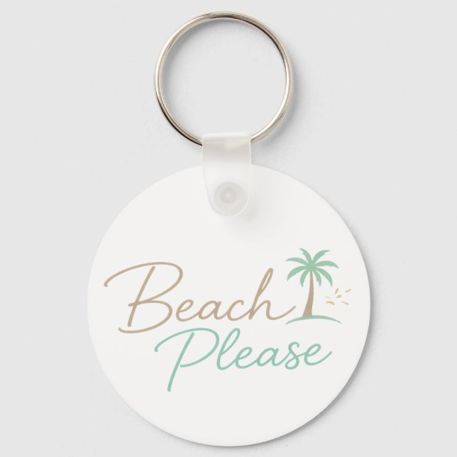 Beach Please Pastel Script Typography Keychain (Front)