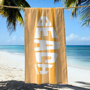 Beach Please Peachy Pink Striped Beach Towel