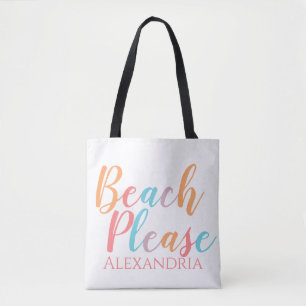 Beach Please Personalized Name Beach Tote Bag