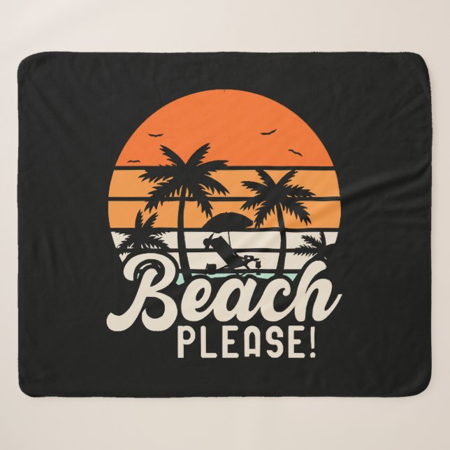 Beach Please Sherpa Blanket (Front (Horizontal))