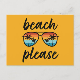 Beach please sunglasses retro holiday postcard