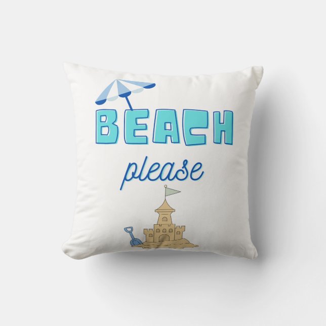 beach please throw pillow (Front)