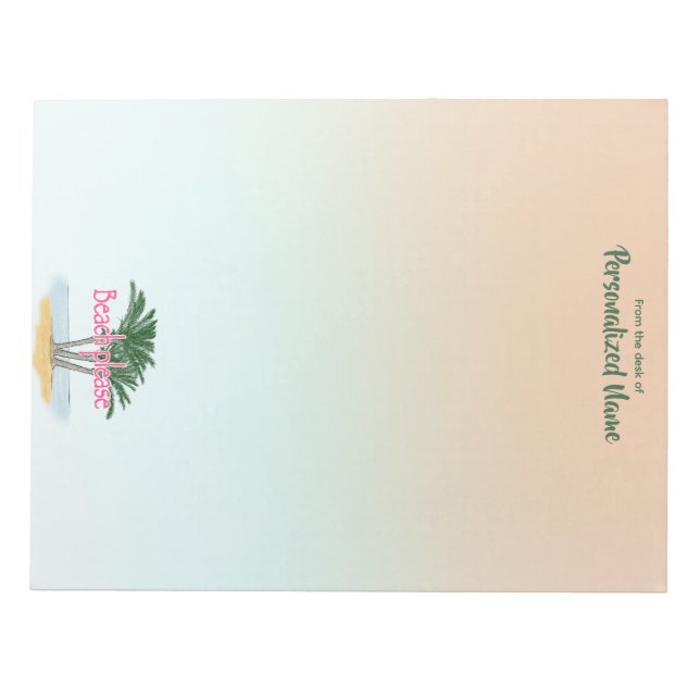 Beach Please Unlined Notepad (Front)