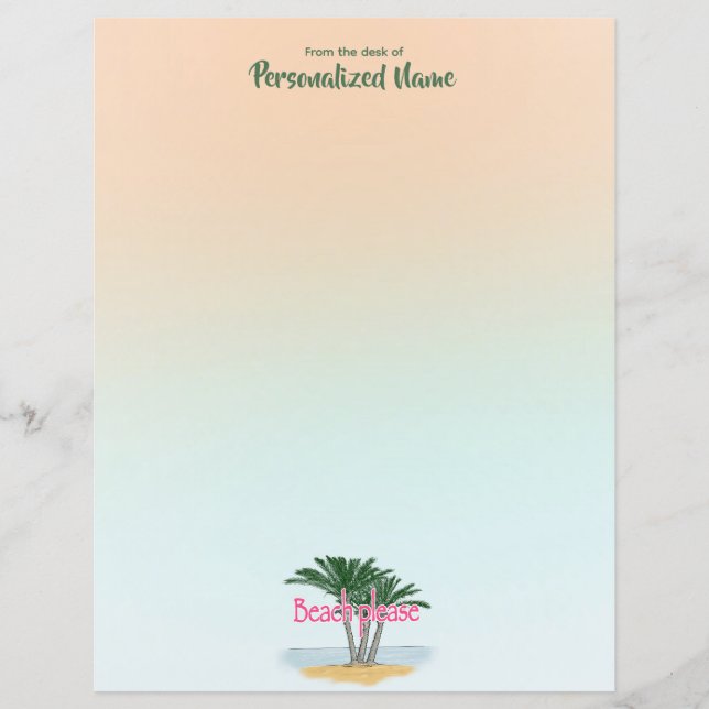 Beach Please Unlined Paper Sheet (Front)