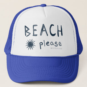 BEACH PLEASE Watercolor Beachy Quote Trucker Hat