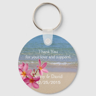 Beach Plumeria Personalized Key Ring Wedding Favou
