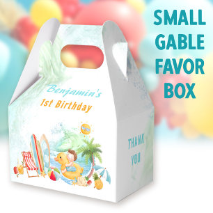 Beach Pool Party Summer 1st Birthday Boy Favor Box