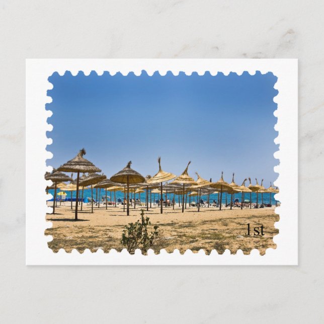 Beach Postage Stamp Postcard (Front)
