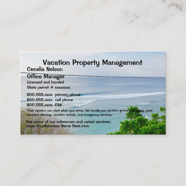 Beach Property Vacation Real Estate Business Card (Front)