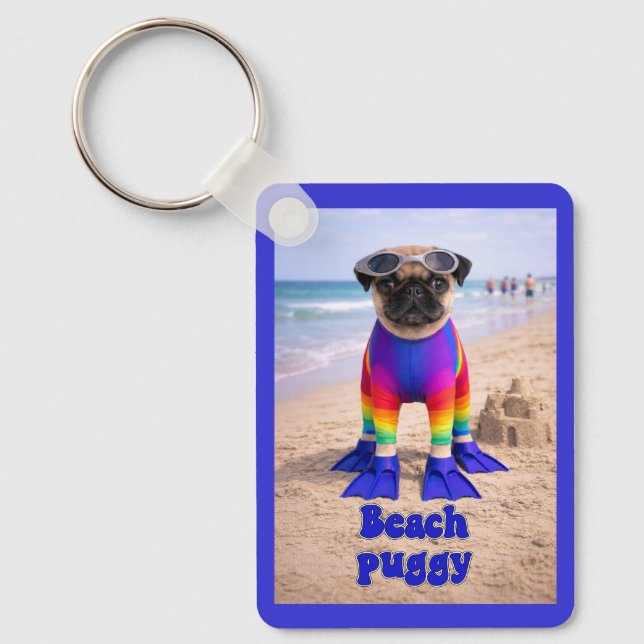 Beach Puggy Keychain (Front)