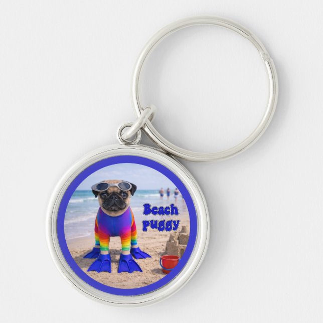 Beach Puggy Keychain (Front)