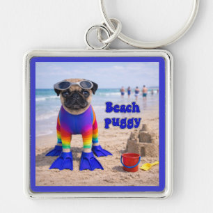 Beach Puggy Keychain