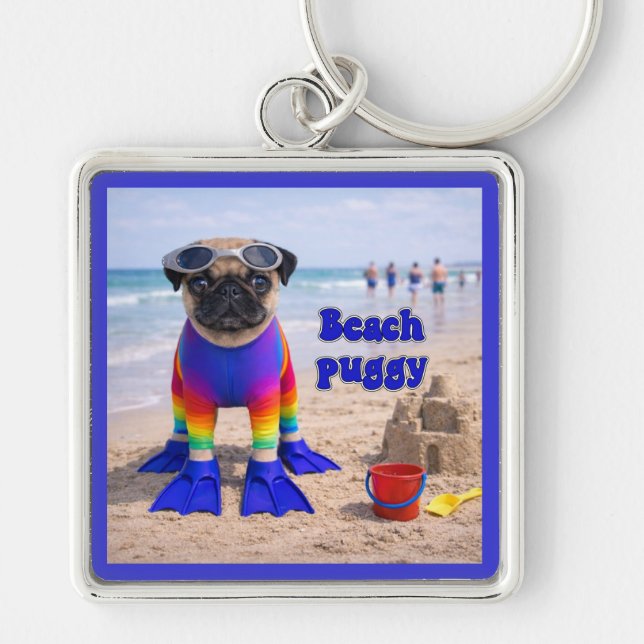 Beach Puggy Keychain (Front)