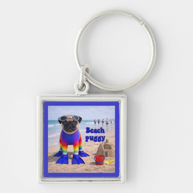 Beach Puggy Keychain (Front)