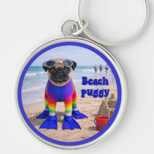 Beach Puggy Keychain