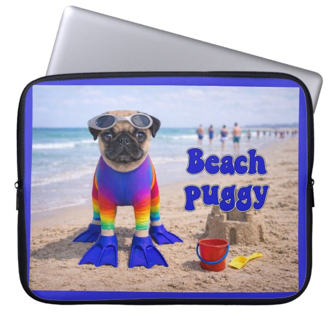Beach Puggy Laptop Sleeve (Front)