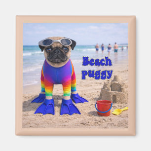 Beach Puggy Magnet