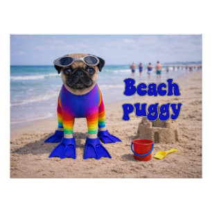 Beach Puggy Poster
