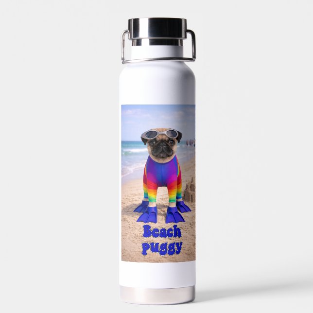 Beach Puggy Water Bottle (Back)