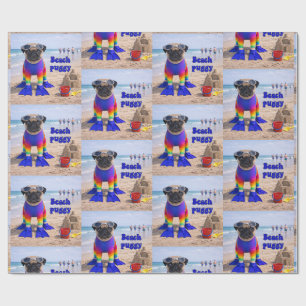 Beach Puggy Wrapping Paper