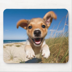 Beach Puppy Dog Photo Mouse Pad