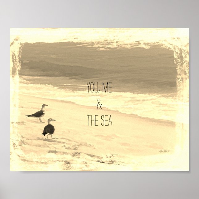 beach quote poster  sepia photograph (Front)