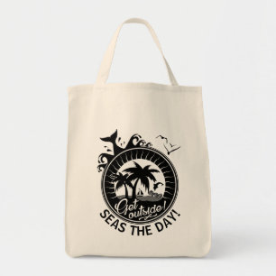 Beach Quote Seize the Day Pun or Personalized Text Tote Bag