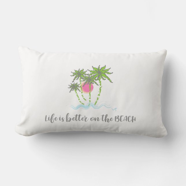 Beach Quote Tropical  Summer Unique Cool Lumbar Pillow (Front)