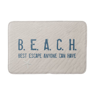 Beach Quote With White Starfish Bath Mat