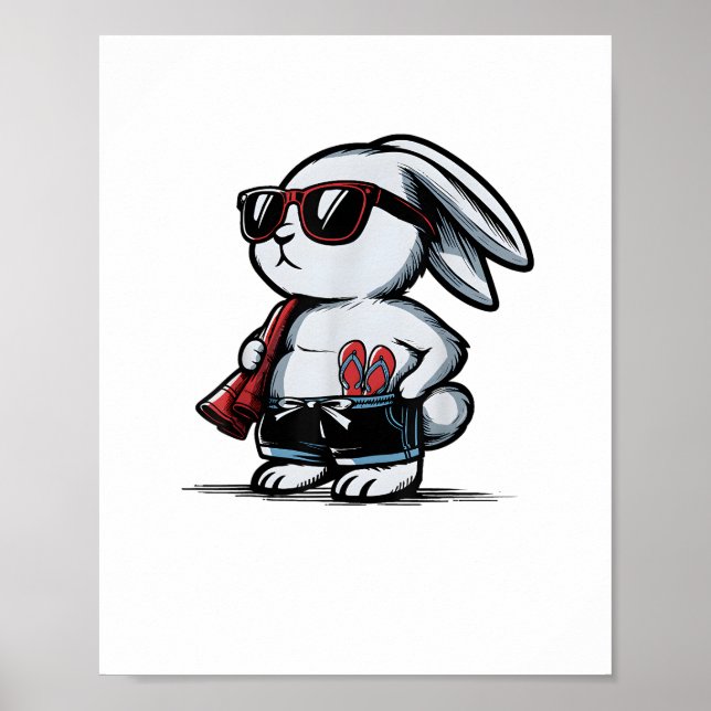 Beach Rabbit Bunny Beach-Goer Summer  Poster (Front)
