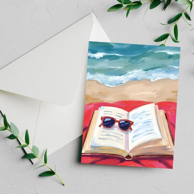 Beach Read | Ocean Waves Watercolor Painting Card (Creator Uploaded)