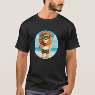Beach Ready Lion in Swim Trunks for Summer Fun T-Shirt