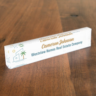 Beach Real Estate Company Custom Coastal Realtor Nameplate