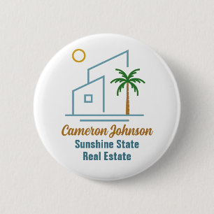 Beach Real Estate Company Cute Custom Name Tag 2 Inch Round Button