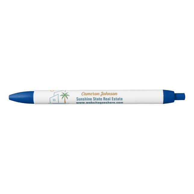 Beach Real Estate Company Cute Customizable Black Ink Pen (Front)