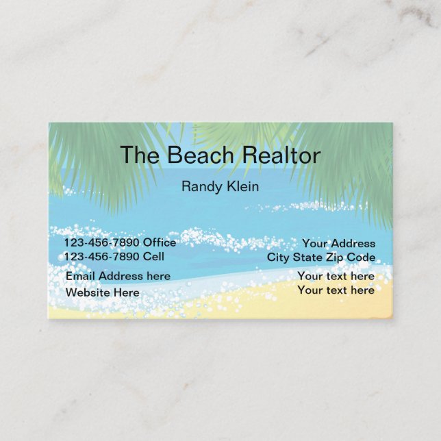 Beach Realtor Tropical Coastal Design Business Card (Front)