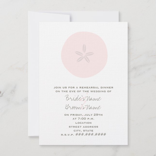 Beach Rehearsal Dinner - Pink Sand Dollar Invitation (Front)