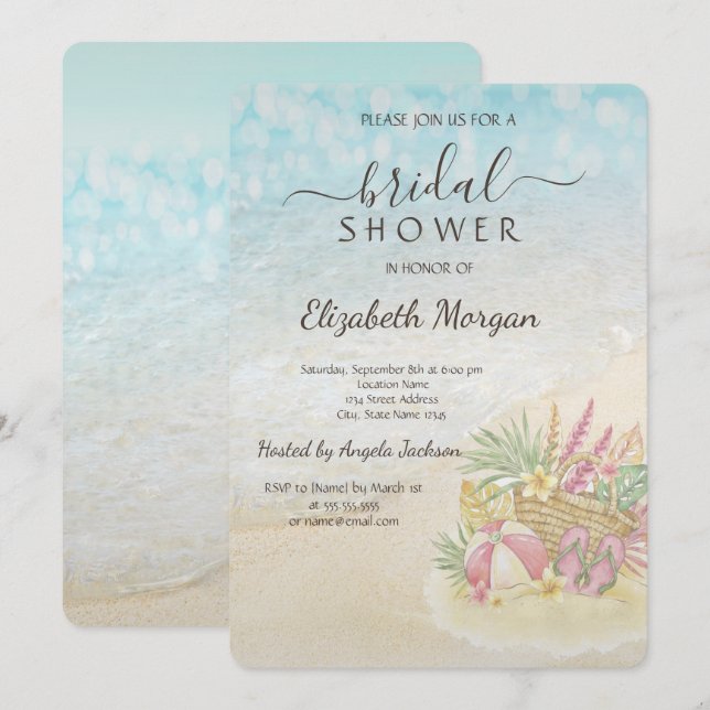 Beach Relax Bridal Shower   Invitation (Front/Back)