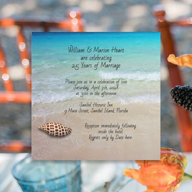 Beach Renewing Vows Ceremony Junonia Shell Invitation (Creator Uploaded)