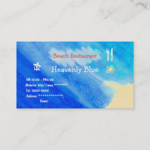 Beach Restaurant2 Blue sky ocean  honu plemeria Business Card