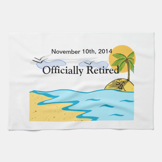 Beach Retirement Add Name And Date Kitchen Towel (Horizontal)
