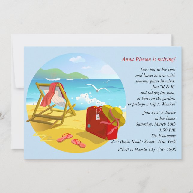 Beach Retirement Party Invitation (Front)