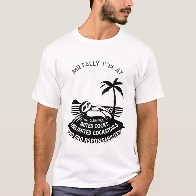 Beach Retro T-Shirt | Sloth & Sunset Design (Front)