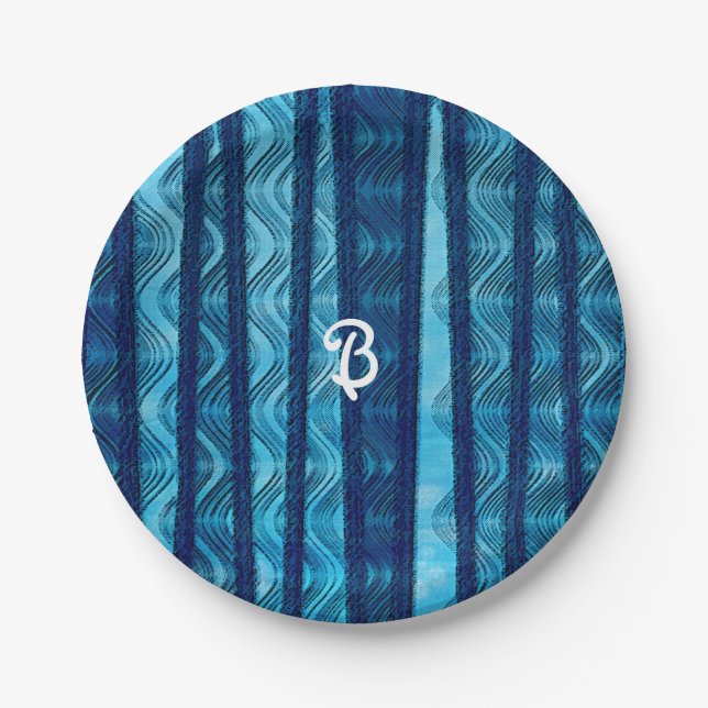 Beach Retro Waves Vintage Birthday Party Plates (Front)