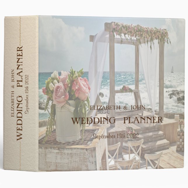 Beach Retro Wedding Floral Arch   Binder (Front/Spine)