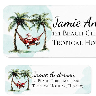Beach Return Address Labels   Christmas Santa